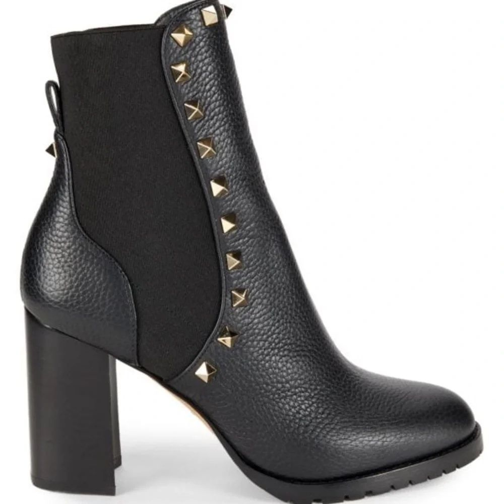 SOLD Brand New Valentino Black and Gold studs womens boots Size US 7 - Picture 2 of 10